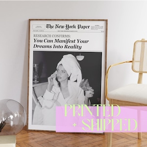 Newspaper Wall Art - Printed Poster - Trendy Hot Girls Print - It Girl Dorm Retro Wall Art - Aesthetic Magazine Cover - Vintage Bar Cart Art
