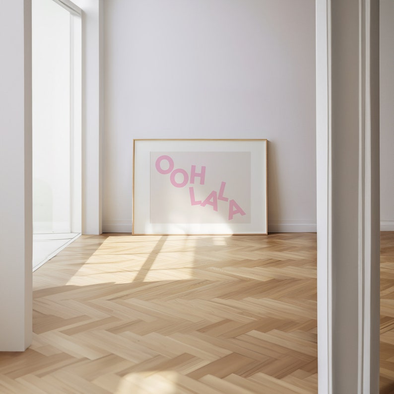 Ooh La La Pink Wall Art Print Horizontal Art Trendy Bedroom Art Prints Colorful Preppy Pink