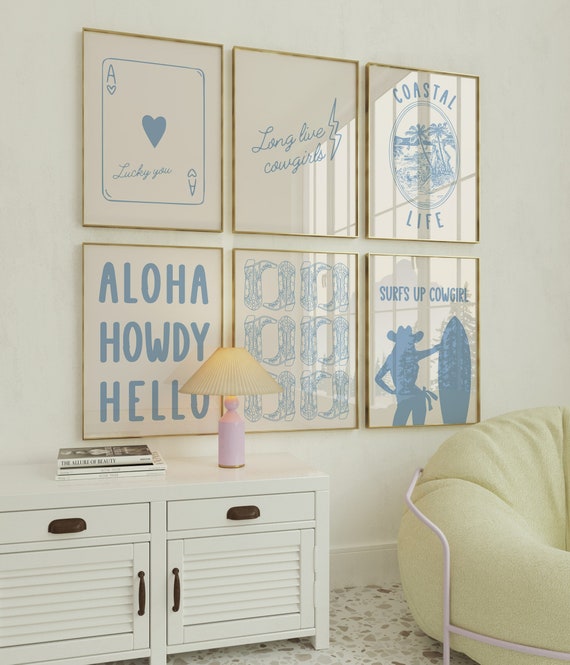 Coastal Cowgirl Art Prints: Beachy Western Gallery Wall (Set of 6) (Instant Download)