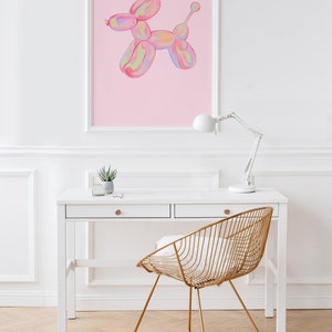 Balloon Dog Watercolor Wall Art, Apartment Wall Art Living Room Modern, Preppy Pink Prints Boho Eclectic Home Decor Downloadable Prints image 5