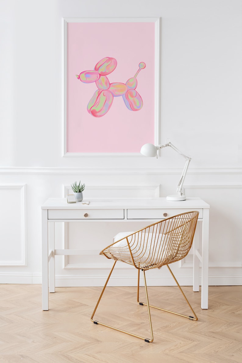 Photo inspiration: Pet Friendly Modern Apartment Wall Art Reference: Balloon Dog Watercolor Wall Art Apartment Wall Art Living