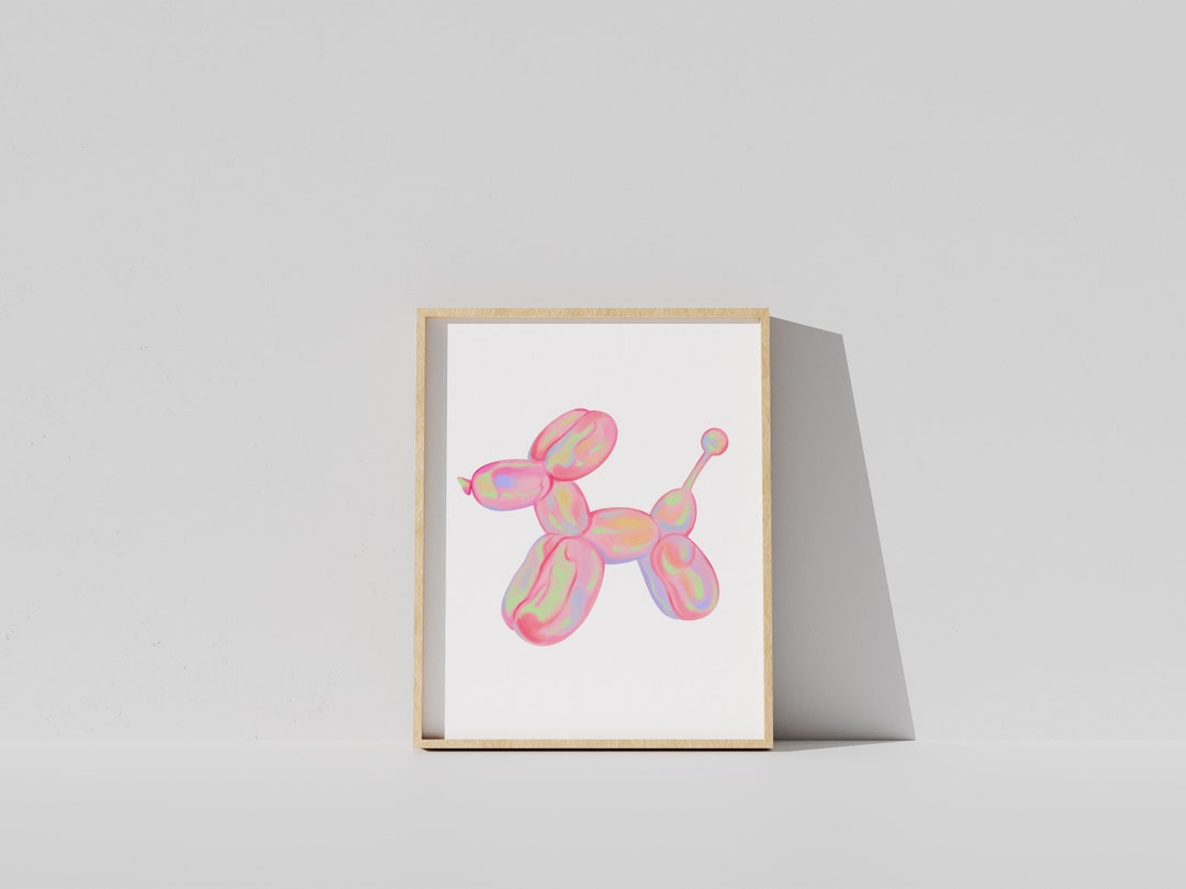 Balloon Dog Watercolor Wall Art Downloadable Prints, Coquette Room