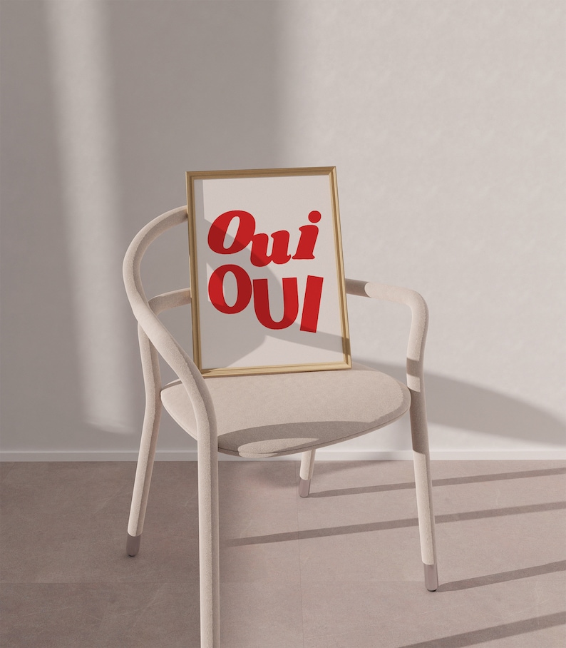 Oui Oui Digital Printfranzösische Wand Kunst druckbare minimalistische