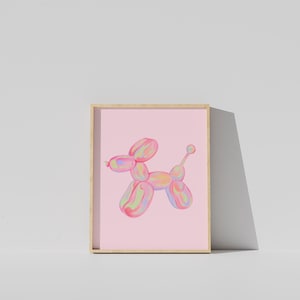 Balloon Dog Watercolor Wall Art, Apartment Wall Art Living Room Modern, Preppy Pink Prints Boho Eclectic Home Decor Downloadable Prints image 7
