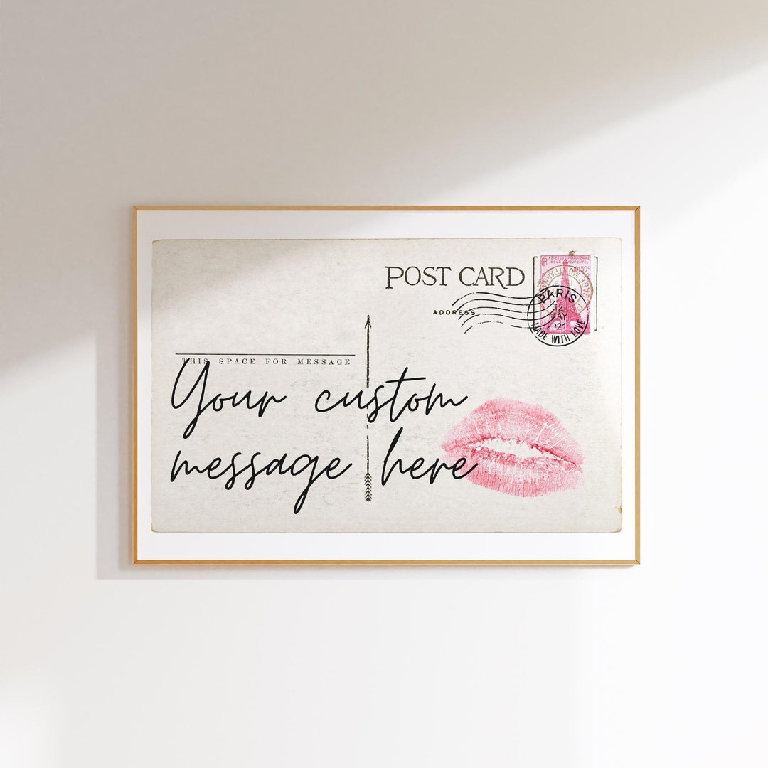 Postscript Prints Custom Vintage Postcard Print: Personalized Quote Art (digital Download ...