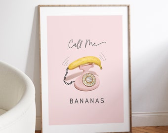 Preppy Pink Wall Art - Giclee Print Call Me Bananas - Fun Photography - Photography Print - Girly Wall Art - Eclectic Home Decor