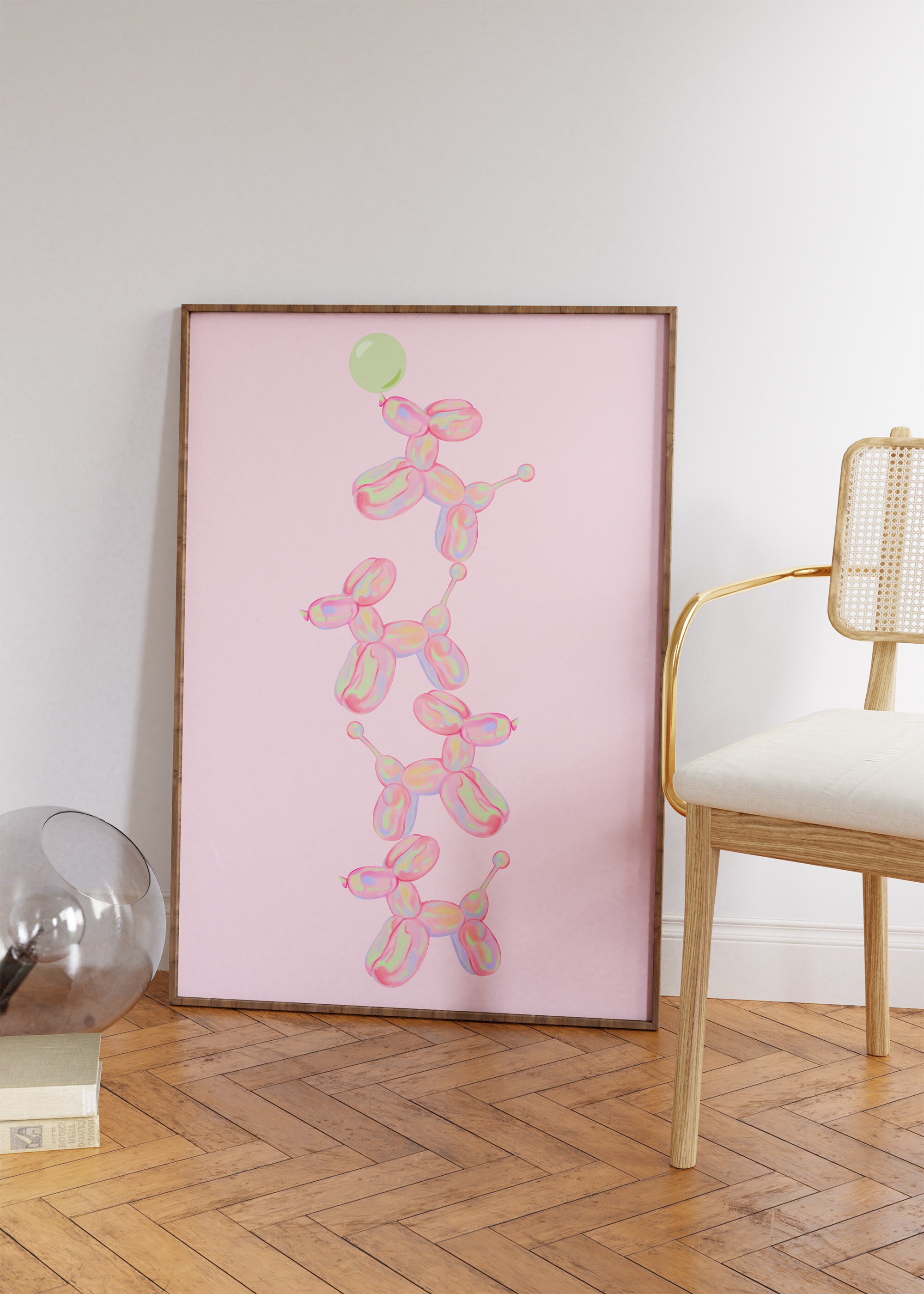 Balloon Dog Watercolor Wall Art Apartment Wall Art Living Room Photo Inspiration