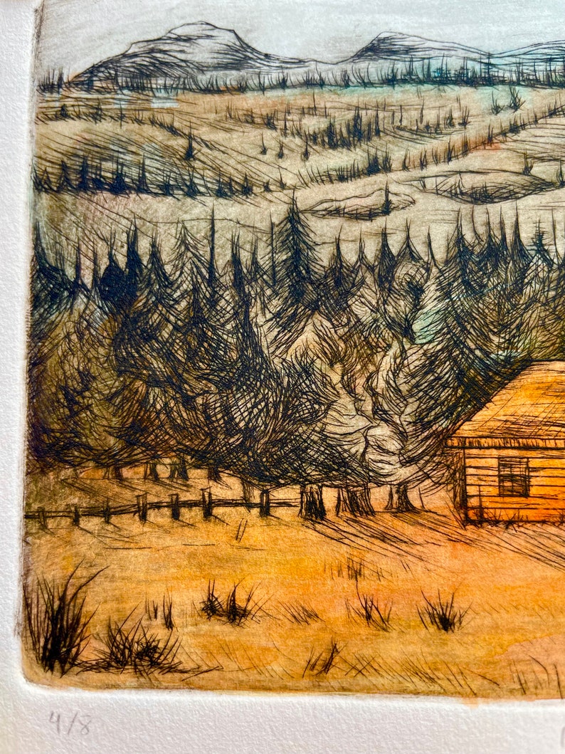 Home, Watercolor Intaglio Print Etsy