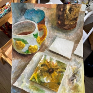 Sunny Day In The Studio - Original 8x10” Watercolor Painting, Watercolor Still Life, Original Watercolor, Studio Art, Original Painting