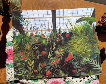 The Garden Window - 8x10” Art Print of Original Gouache Painting, Botanical Art Print, Floral Wall Art, Garden Art Print, Nature Gouache Art