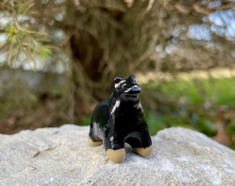 Miniature Polymer Clay Standing Black Bear Figurine