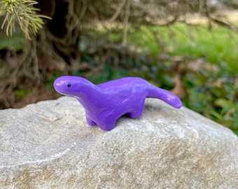 Miniature Polymer Clay Purple Dinosaur Figurine