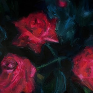 Three Red Roses - Original 18x24” Oil Painting on Canvas, Red Rose ...
