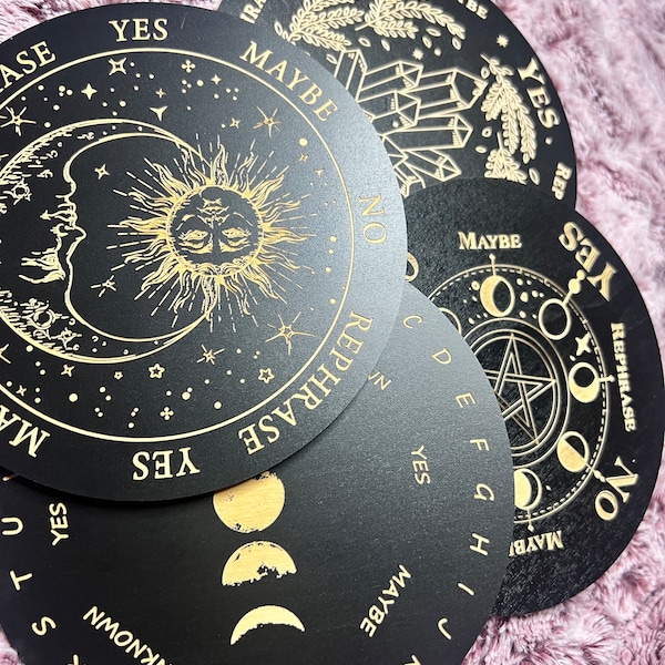 Black wooden pendulum board for readings, divination, Crystal dowsing and altar decoration