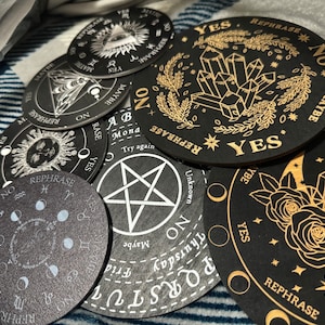Black wooden pendulum board for readings, divination, Crystal dowsing and altar decoration
