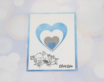 Handmade Valentine's Day Card: Blue Love Birds