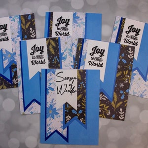 Set of 6 Handmade Christmas Cards - Joy to the World