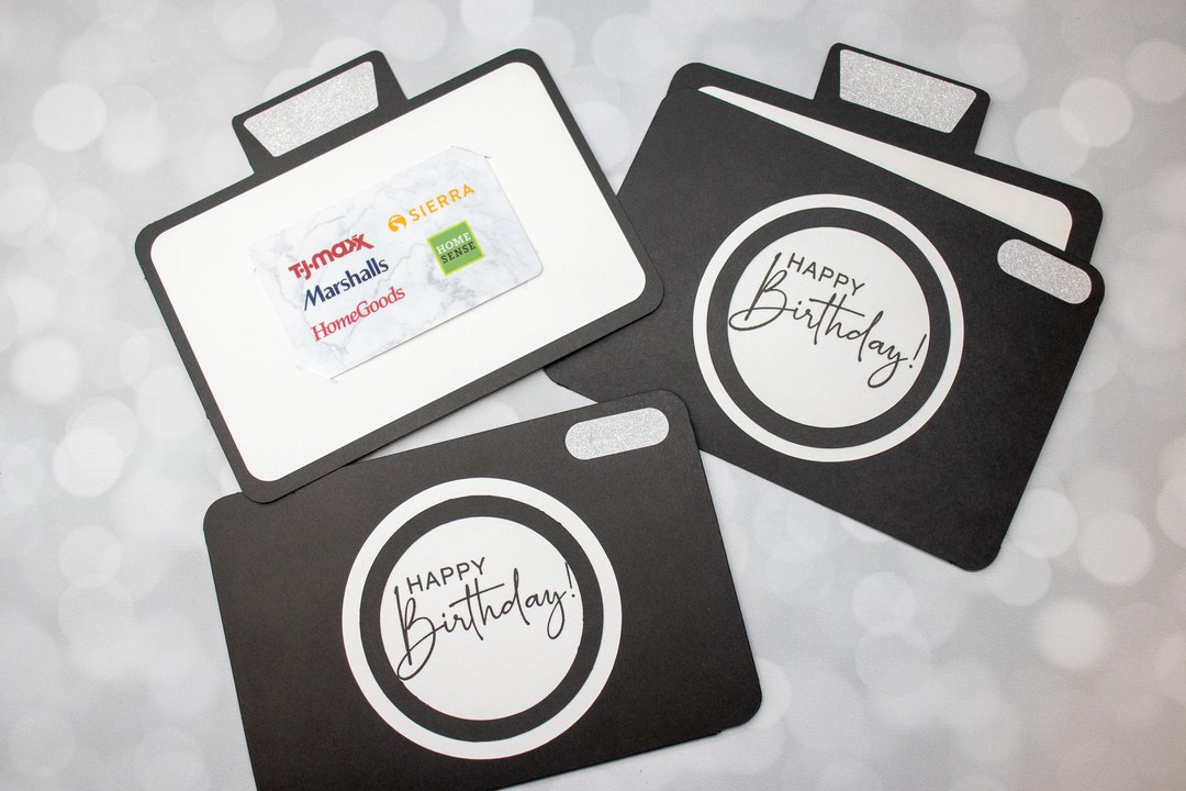 Happy Birthday Camera Gift Card Holder, Handmade Card Etsy