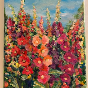 Hollyhock Painting 9” by 12”