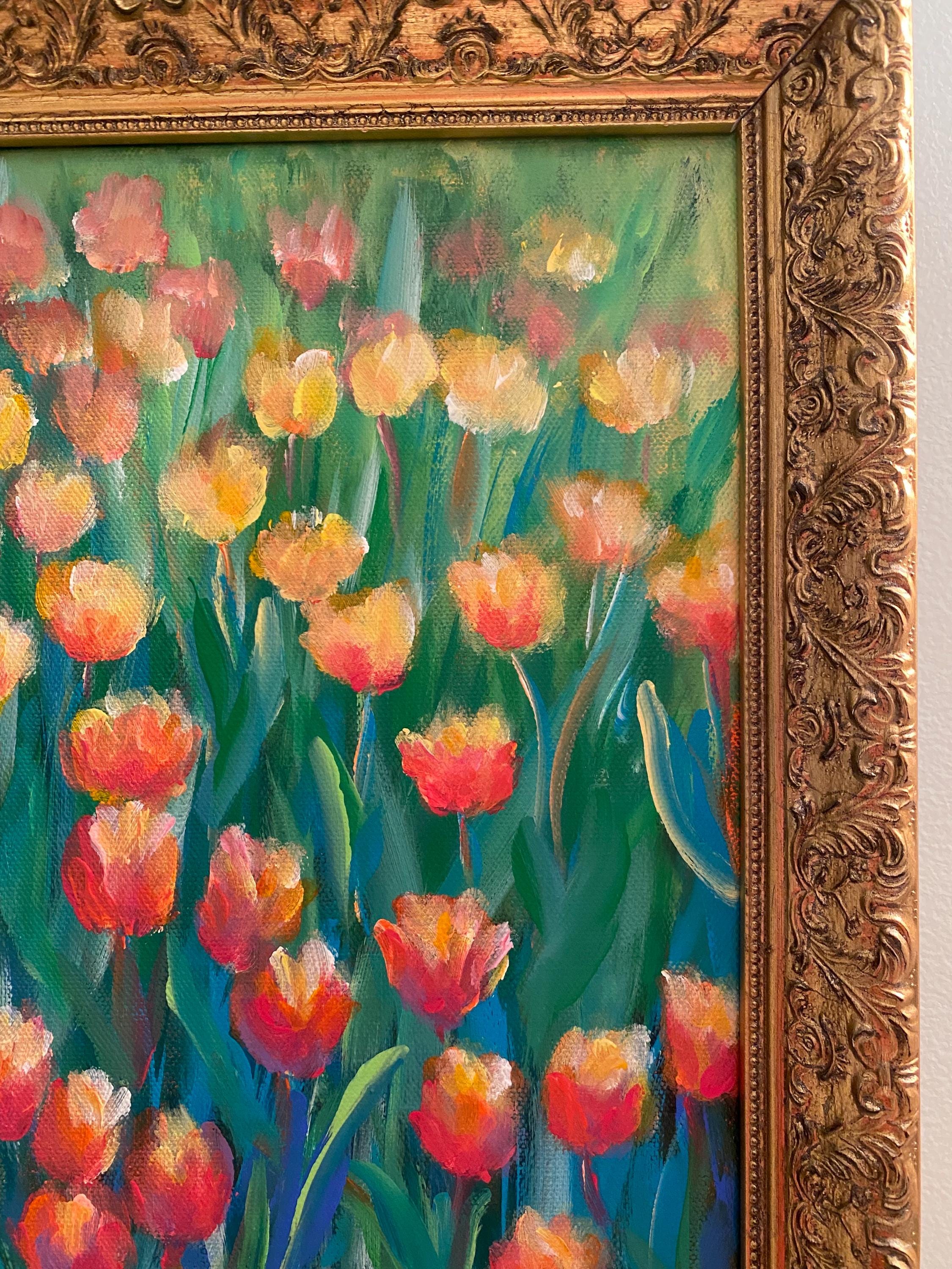 額入り絵画 14.5インチ×14.5インチ チューリップ - Etsy 日本