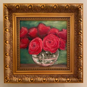 Peinture florale originale de 12 pouces sur 12 pouces