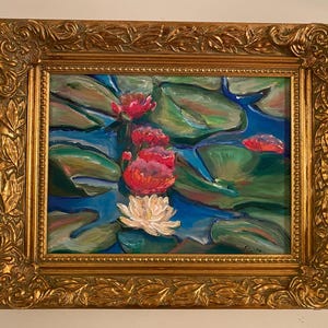 Painting Waterlilies on Pond 13” by 16” Original
