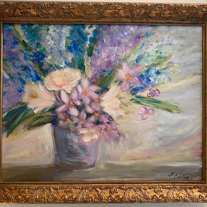 Original Framed 13” by 16” Floral Painting