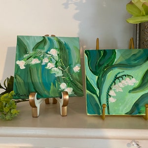 Gemälde Maiglöckchen Duo 5 Zoll mal 5 Zoll Acryl
