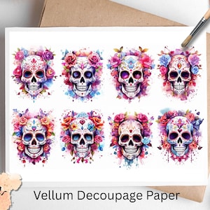 Sugar Skull 1, één vel decoupagepapier, US Letter-formaat