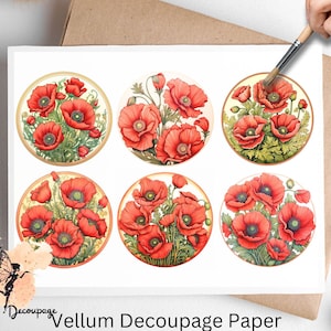 Papoulas 1, uma folha de papel para decoupage tamanho carta EUA