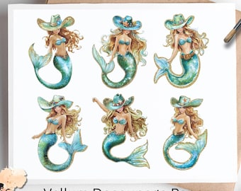 Cowboy Mermaid 1, One Sheet Rice Paper US Letter Size