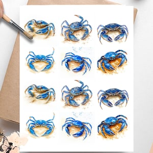 Blue Crab 1, One Sheet Rice Paper US Letter Size