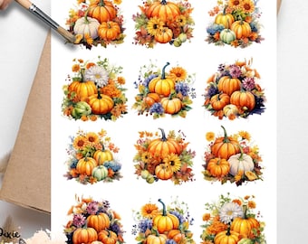 Pumpkin Arrangement 4, One Sheet Rice Paper US Letter Size
