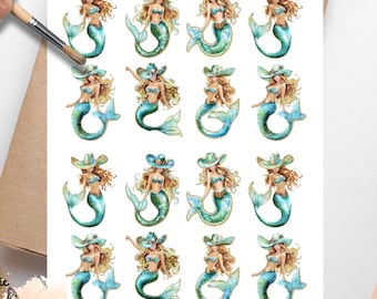 Cowboy Mermaid 2, One Sheet Rice Paper US Letter Size