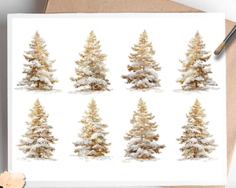 Golden Trees in Snow 1 , One Sheet Rice Paper US Letter Size
