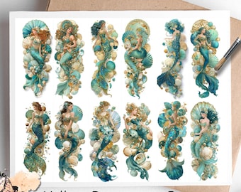 Jeweled Mermaid 1, One Sheet Rice Paper US Letter Size