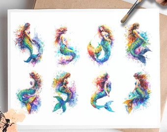 Rainbow Mermaid 3, One Sheet Decoupage Paper US Letter Size