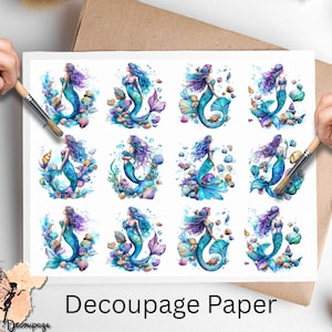 Mermaid 5, One Sheet Rice Paper US Letter Size