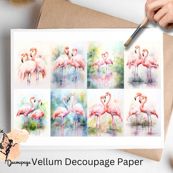 Flamingos Collage 1, Decoupage Paper US Letter Size, Shipped To You