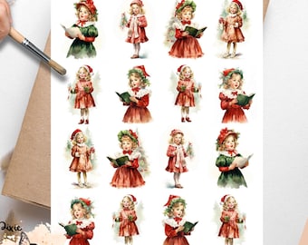 Vintage Little Christmas Girl 2, One Sheet Rice Paper US Letter Size