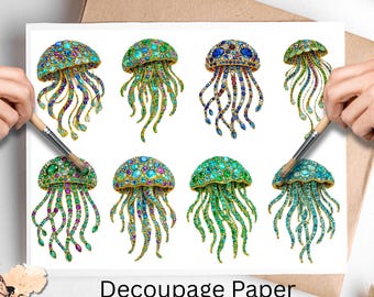 Jeweled Jellyfish 1, One Sheet Rice Paper US Letter Size