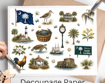 South Carolina Curated Collection 1, One Sheet Rice Paper US Letter Size