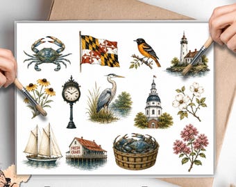 Maryland Curated Collection 1, One Sheet Rice Paper US Letter Size