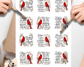 Cardinal Sympathy Quotes 2, One Sheet Rice Paper US Letter Size