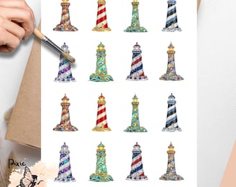 Jeweled Lighthouse 2, One Sheet Rice Paper US Letter Size