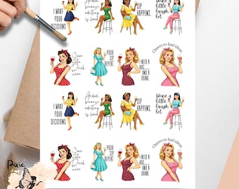 Wine Bottle Charm Quotes 2, One Sheet Rice Paper US Letter Size