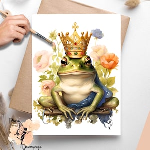 King Frog 2 , One Sheet Decoupage Paper US Letter Size, Shipped To You