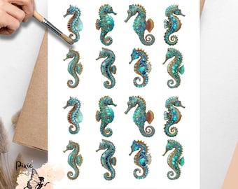 Jeweled Seahorse 2, One Sheet Rice Paper US Letter Size