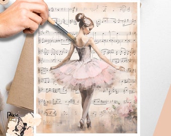 Ballerina 2 , One Sheet Decoupage Paper US Letter Size