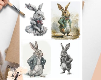 Storybook Rabbit  1 , One Sheet Rice Paper US Letter Size